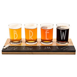 Personalized Bamboo and Slate Craft Beer Tasting Flight