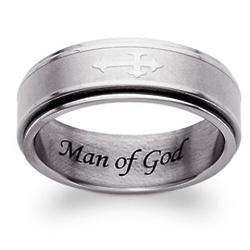 Stainless Steel Cross Spinner Band with Engraved Message