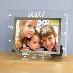 Engraved All Our Hearts Beveled Glass Picture Frame