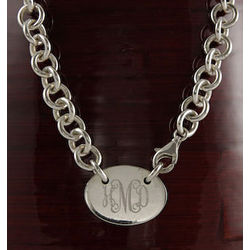 Personalized 18" Link Necklace with Oval Centerpiece