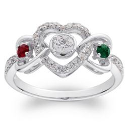 Sterling Silver Close To My Heart Birthstone Ring