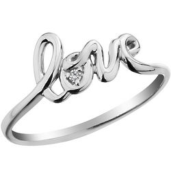 Love Promise Ring with Diamond in 10K White Gold
