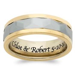 Men's Tungsten 2-Tone Faceted Engraved Message Band