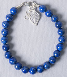 Gemstone Bead Bracelet with Sterling Leaf Clasp Charm