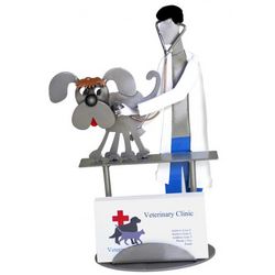 Male Veterinarian with Dog Business Card Holder