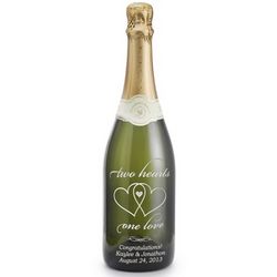Reserve Sparkling Two Hearts One Love Etched Wine Bottle