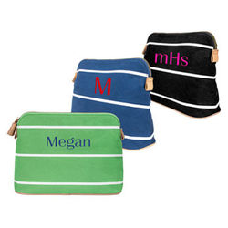 Personalized Stylish Striped Canvas Cosmetic Bag