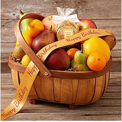 Organic Living Fruit Basket with Happy Birthday Ribbon