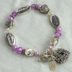 Engraved Initial Beaded Sister Toggle Bracelet