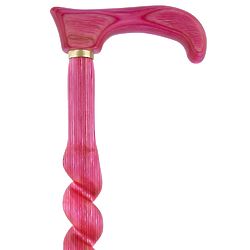Colortone Classic Rope Twist Derby Handle Walking Cane in Pink