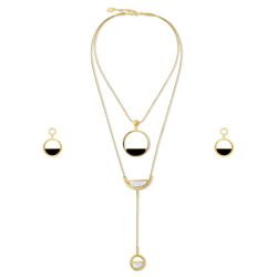 Gold-Tone Open Circle Necklace and Earrings