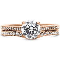 Rose Gold Over Silver Cubic Zirconia Solitaire Engagement Ring