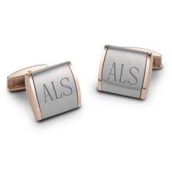 Stainless Steel and Rose Gold Cuff Links and Valet Box