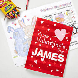 Personalized Valentine's Day Coloring Book and Crayon Set