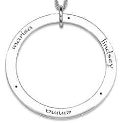 Engraved Large Sterling Silver Family's Name Disc Necklace