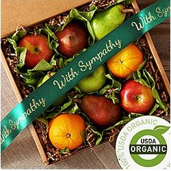 Organic Fruit Box with Sympathy Ribbon