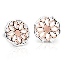 Rose Gold and Sterling Silver Floral Earrings