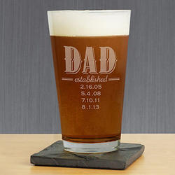 Dad's Engraved Dates Beer Glass