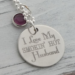 I Love My Smokin Hot Husband Personalized Necklace