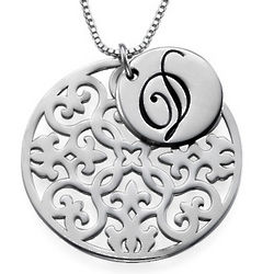Personalized Initial Charm Arabesque Necklace