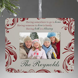Personalized Christmas Blessings Frame Ornament