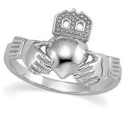 Lady's 14 Karat White Gold Claddagh Ring