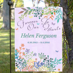 Personalized Forever In Our Hearts Memorial Garden Flag