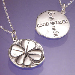 Gaelic Sterling Silver Four-Leaf Clover Necklace