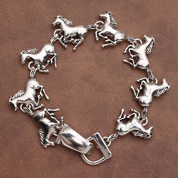 Running Horses Silver Plated Bracelet
