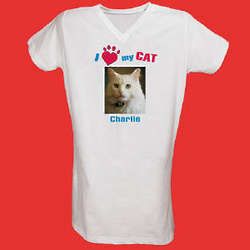 I Love My Cat Personalized Photo Nightshirt