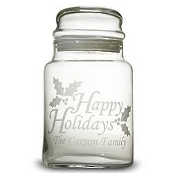 Personalized Holly Treat Jar
