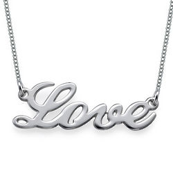 Cursive Love Sterling Silver Necklace