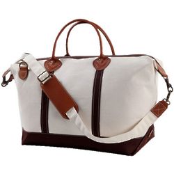 Embroidered Canvas and Leather Weekender Bag