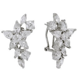 Diamond CZ Flower Cocktail Earrings