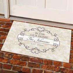 Personalized Name and Date Bless Our Home Doormat