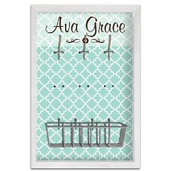 Personalized Framed Accessory Board with Teal Pattern