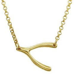 Gold Vermeil Sideways Wishbone Necklace