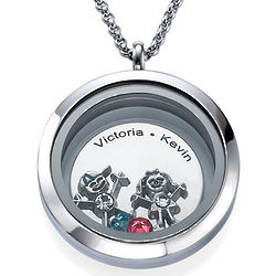Floating Locket for Mom with Children Charms
