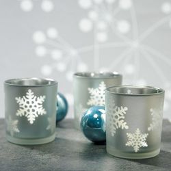 Glass Snowflake Tea Light Holders