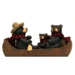 Bears Sitting in Canoe Sculpture