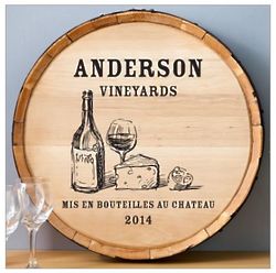 Cheese & Wine Barrel Sign Personalized