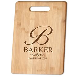 Personalized Monogram Bamboo Cutting Board with Cut-Out Top