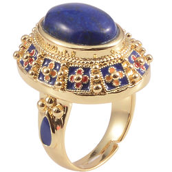 Lapis Lazuli Goldtone Statement Ring