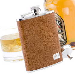 Premium Textured Leather Flask in Tan
