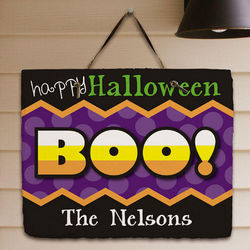 Personalized Happy Halloween Boo Slate Plaque