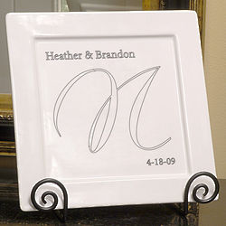 Sheer Elegance Personalized Square Platter and Easel
