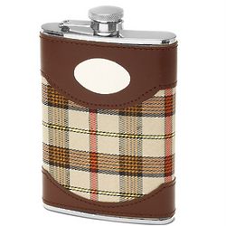 Argyle and Leather Engraved Flask