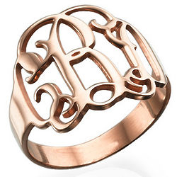 Rose Gold-Plated Monogram Ring