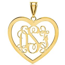 Open Heart Monogram Initial Name Plate 14 Karat Gold Pendant