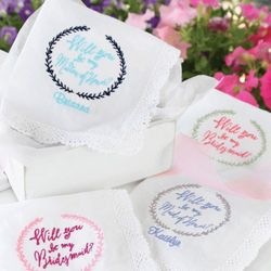 Will You Be My Bridesmaid/Maid of Honor Personalized Handkerchief